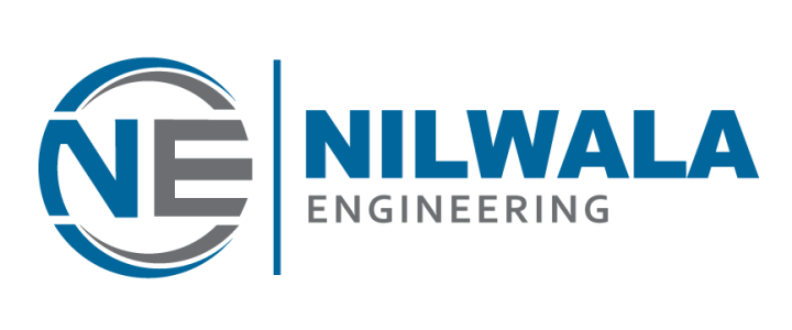 Logo for Nilwala Engineering – roads and bridges motif; deep blue and grey; vector; transparent background